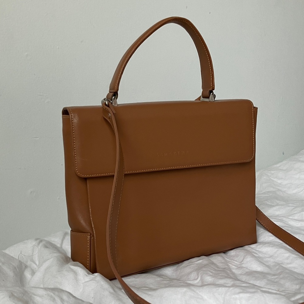 Lamarthe Italian Tan Leather Mini Briefcase Should Bag Removable Strap